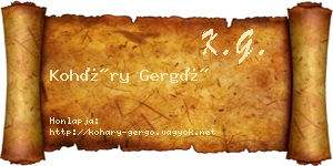 Koháry Gergő névjegykártya