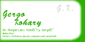 gergo kohary business card